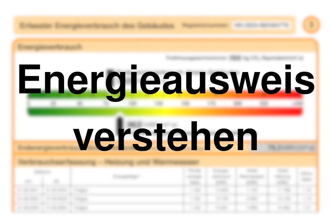 Bild: Energieausweis vor Gebäude